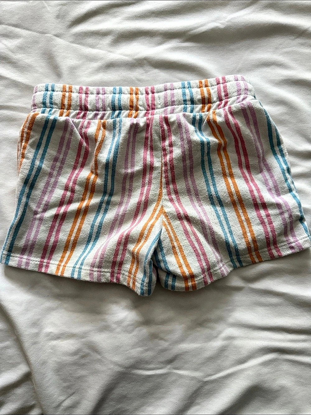 Primary Towel Terry Short in Rainbow Stripe, White & Blue